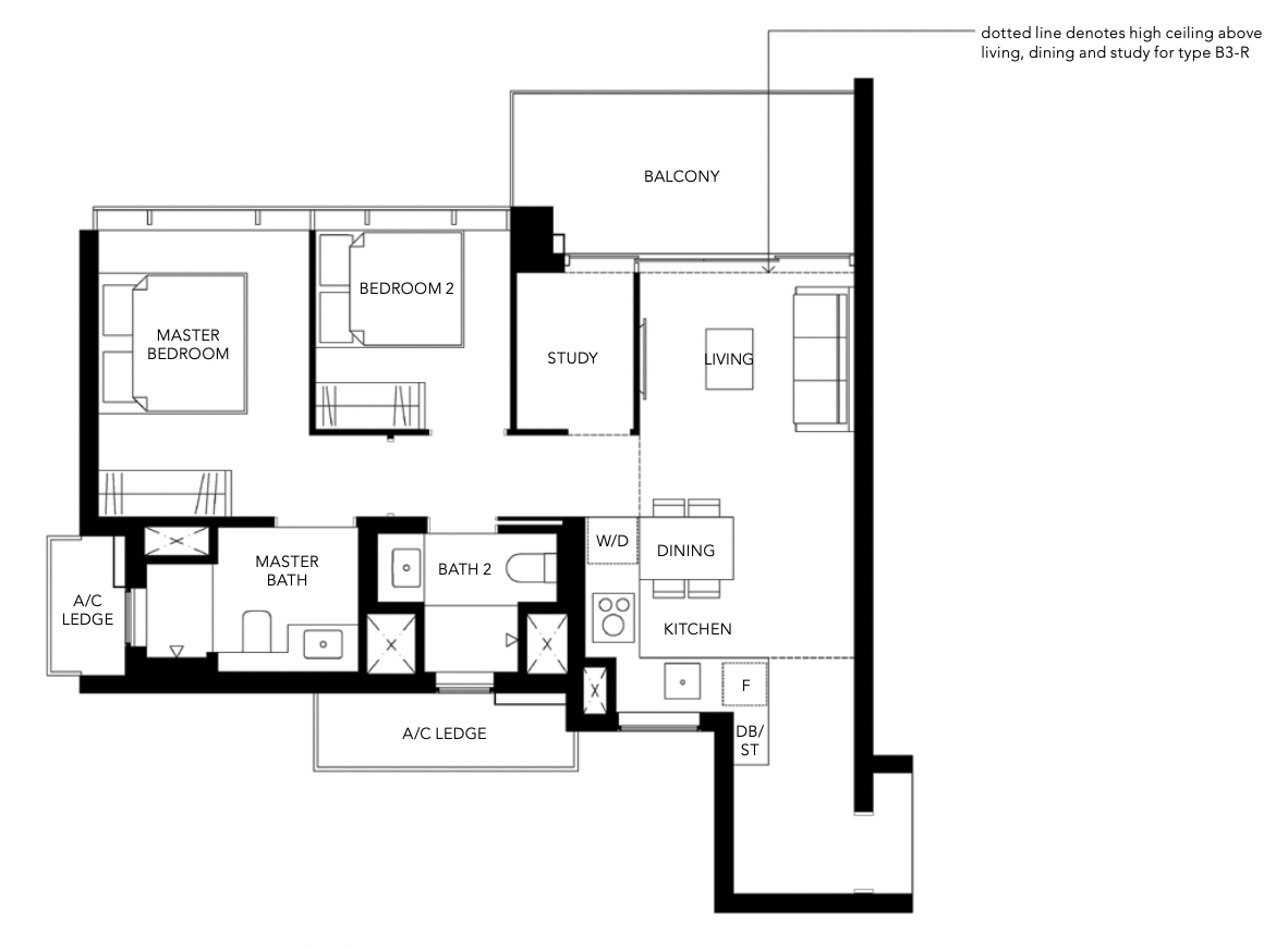 margaret ville 2 bedroom study floorplan