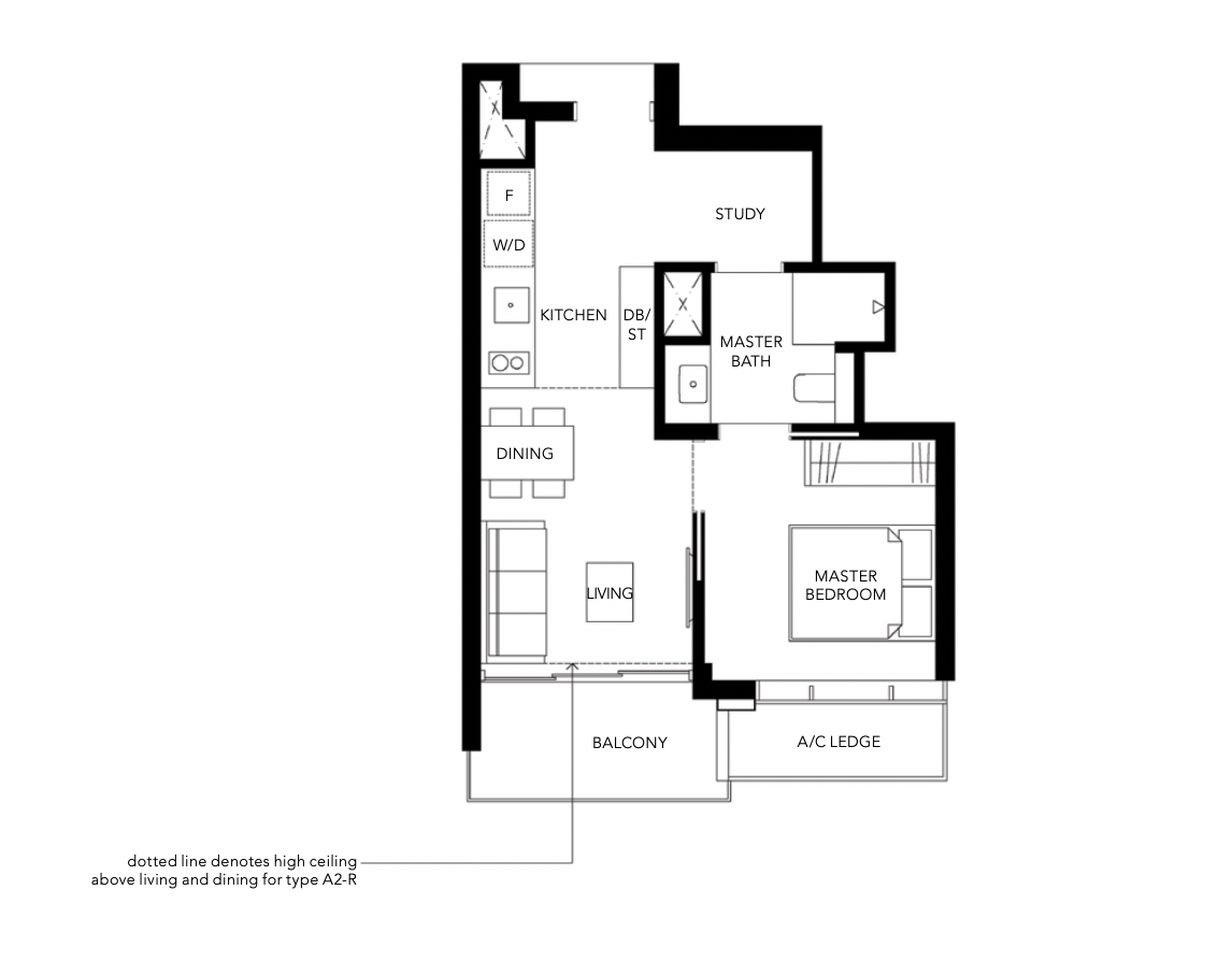 margaret ville 1 bedroom study floorplan