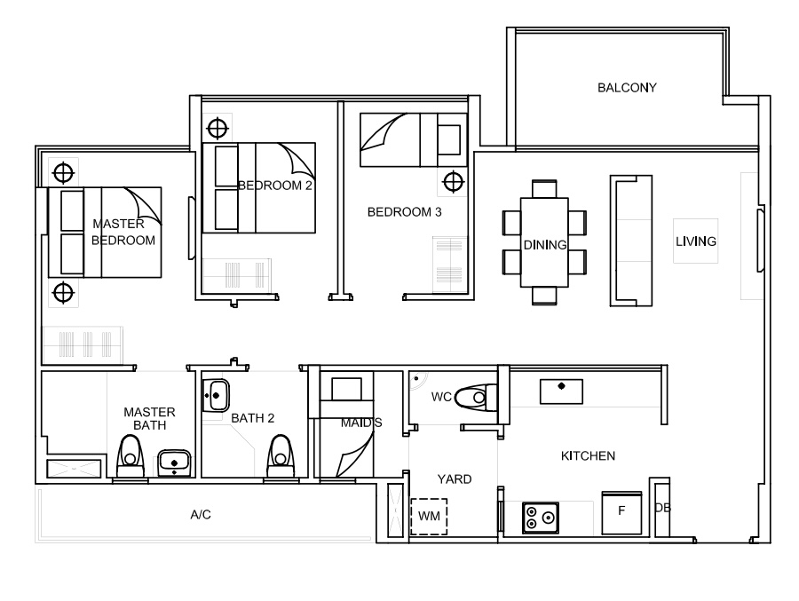 la fiesta 3 bedroom floorplan 1