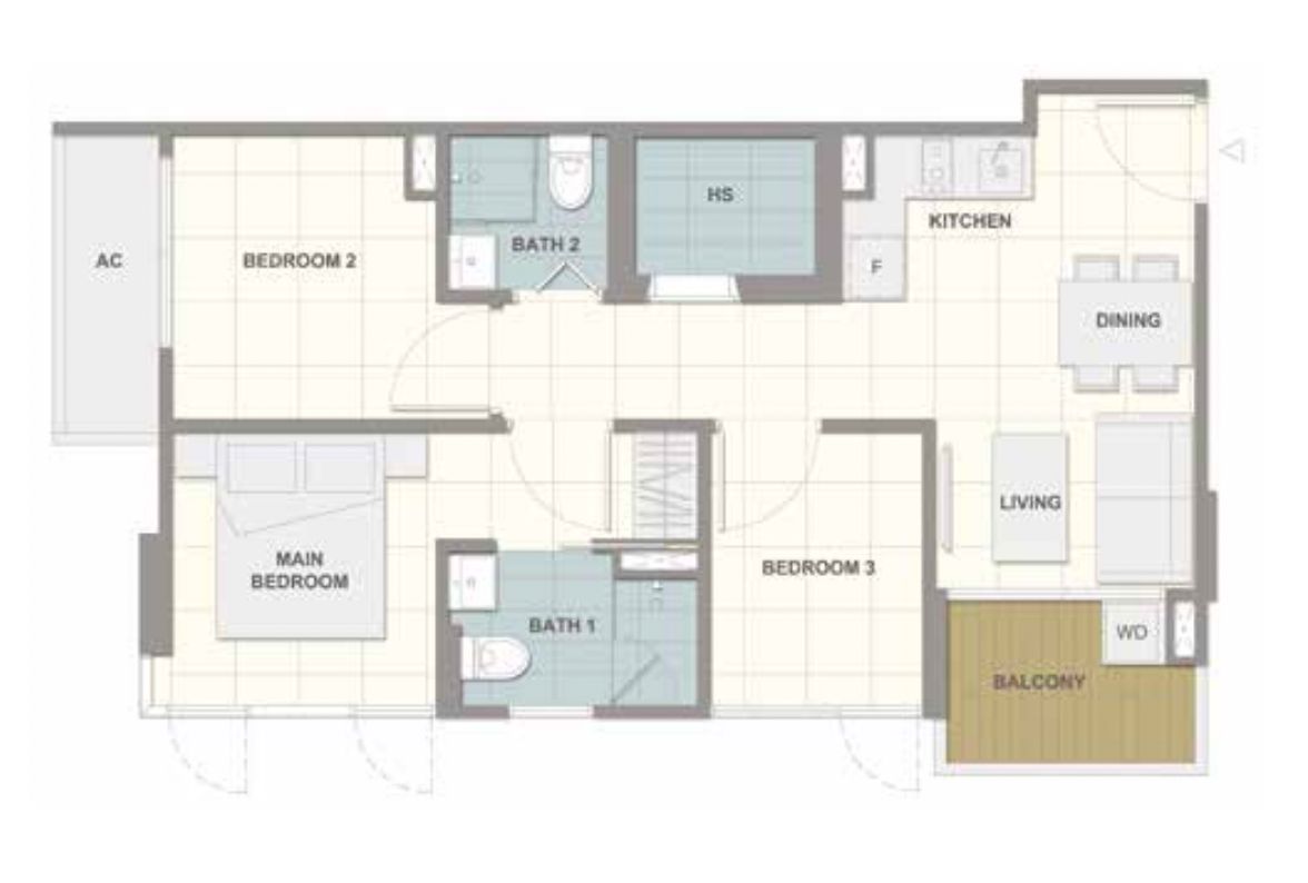 forte suites 3 bedroom floorplan