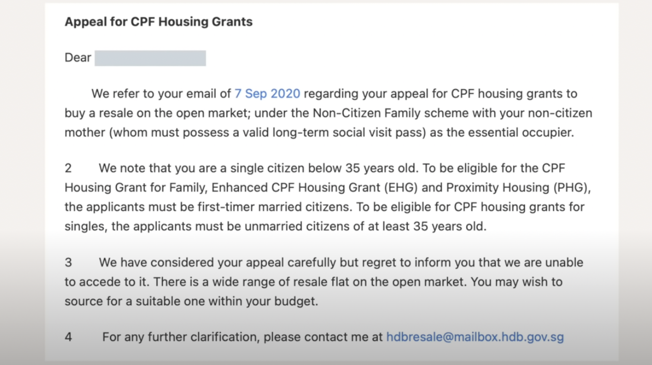 Lisas Adulting in Singapore appeal for housing grants email