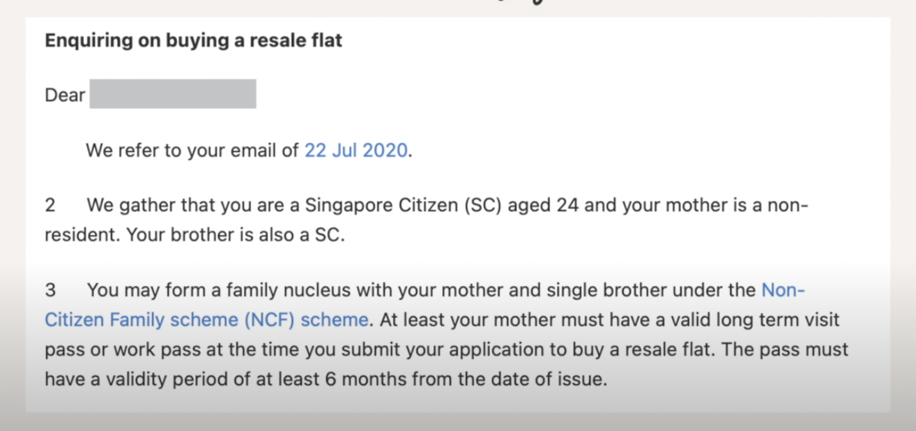 Lisas Adulting in Singapore email enquiry on buying a resale flat