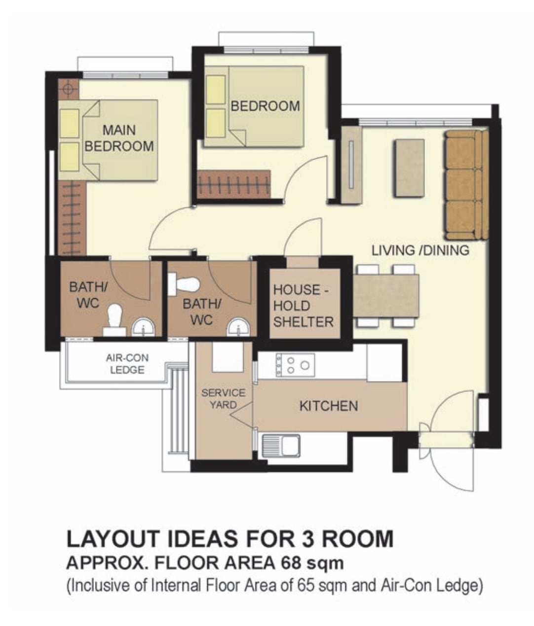 Telok Blangah Parcview 3 Room Flat Layout