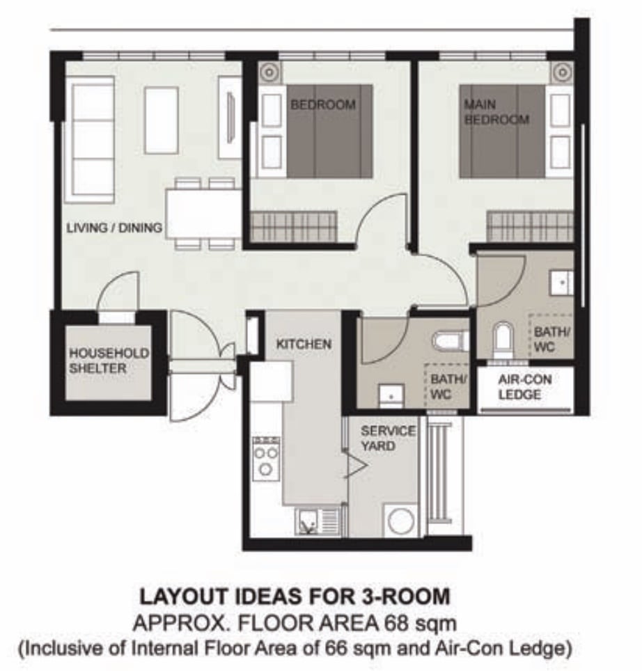 Tampines GreenRidges 3 Room Flat