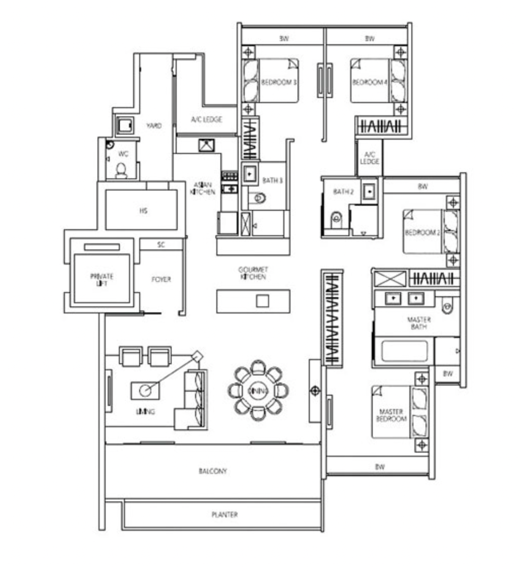 parvis 4 bedroom floorplan