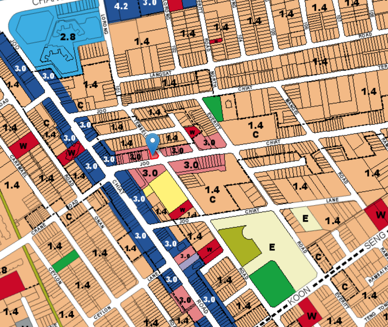 URA Master Plan zoning map around Atlassia on Joo Chiat Road
