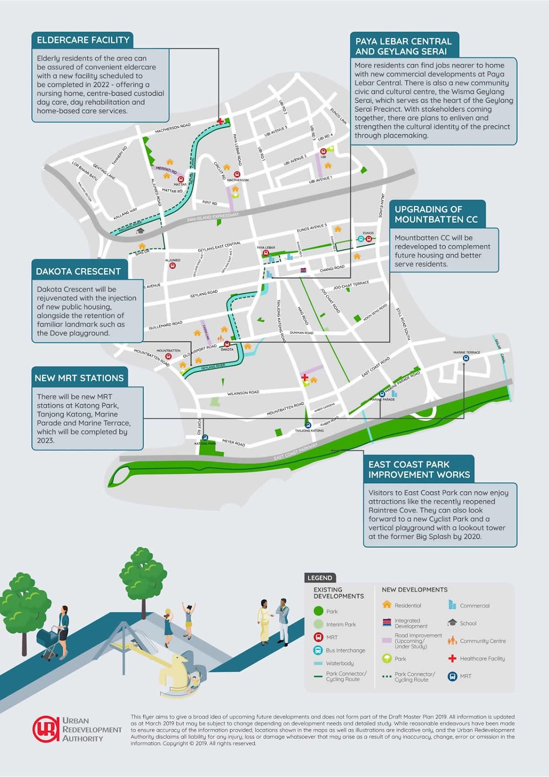 URA Master Plan 2019 highlights for Geylang and Marine Parade