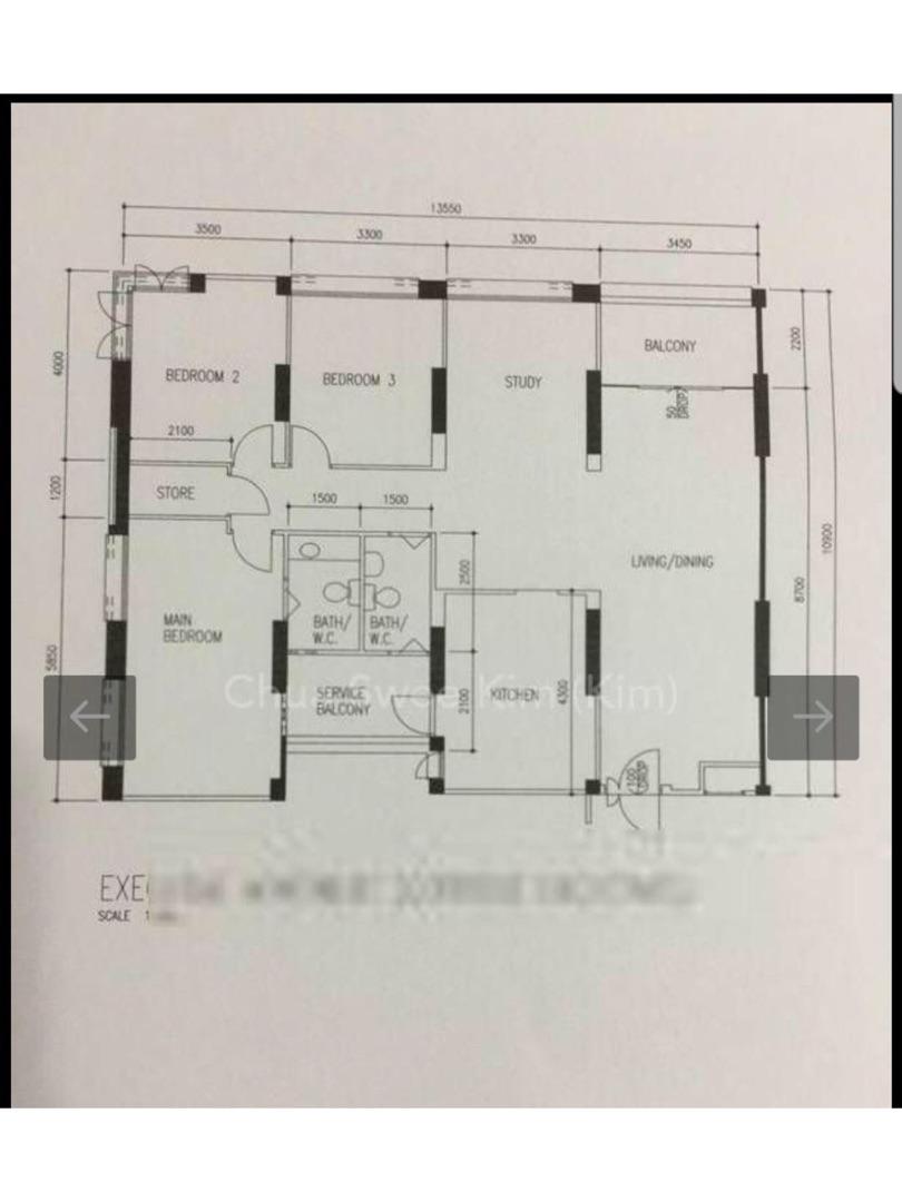 Executive HDB flat floor plan, Block 513-532 Jelapang Road