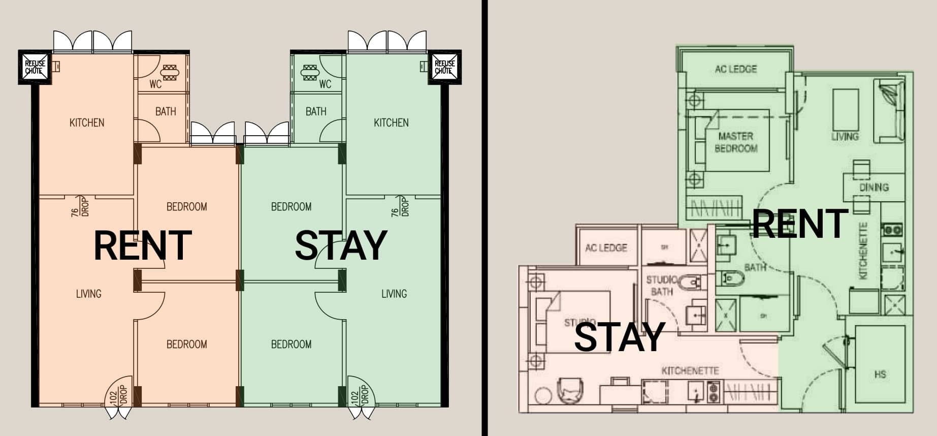 adjoined flat rent stay 1