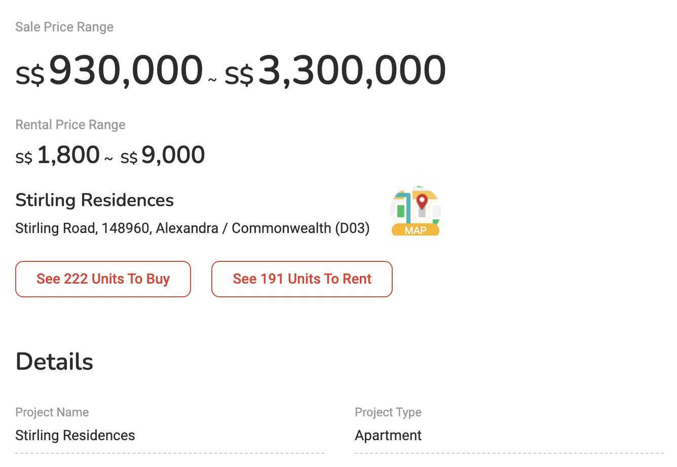 stirling residences listing