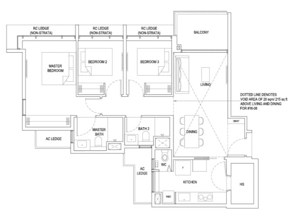 Bartley Vue 3 Bedroom Premium Floor Plan 1044 sqft