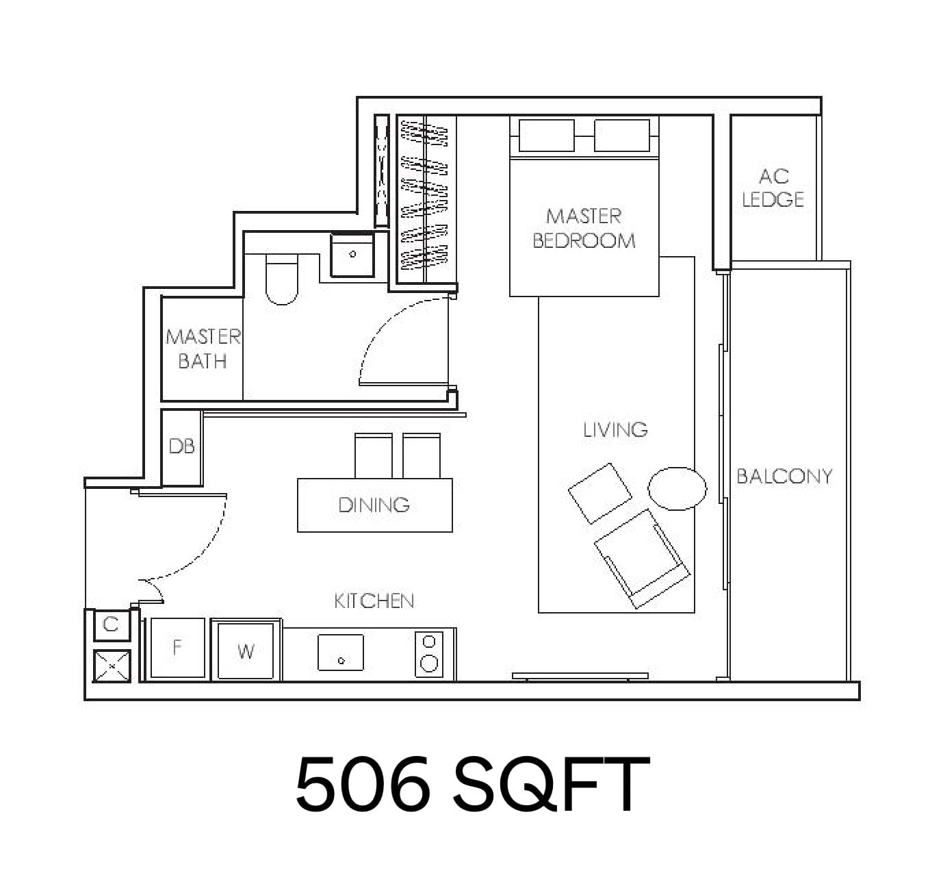 Highline Residences One Bedroom FLoor Plan
