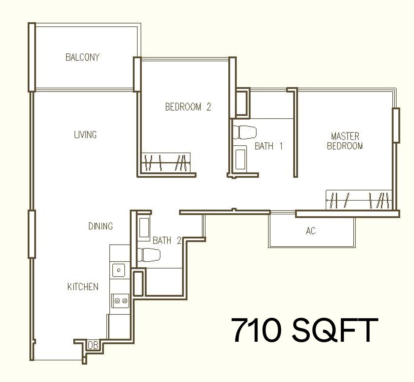 hillion residences 2 bedroom floor plan