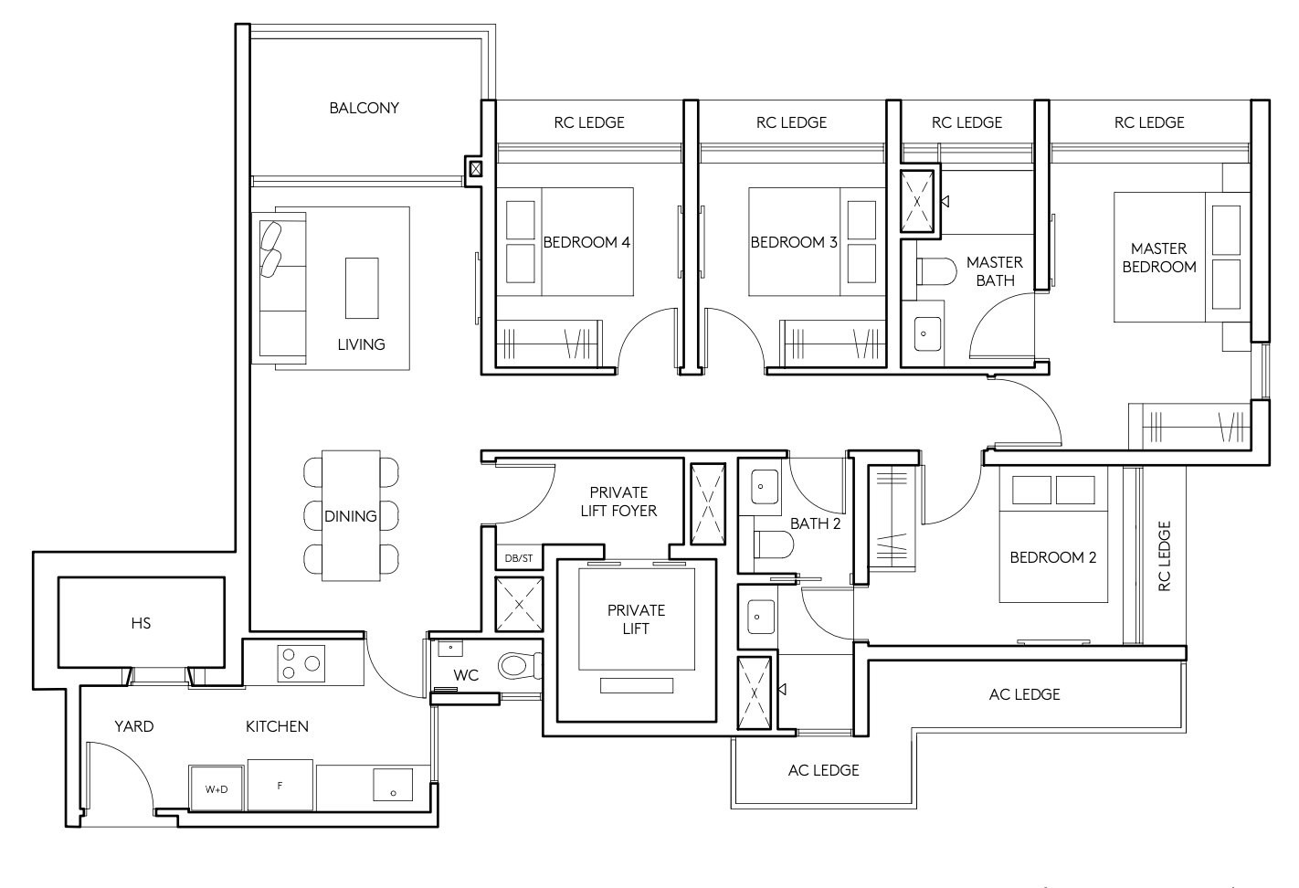 amo residence 4 bedroom floorplan
