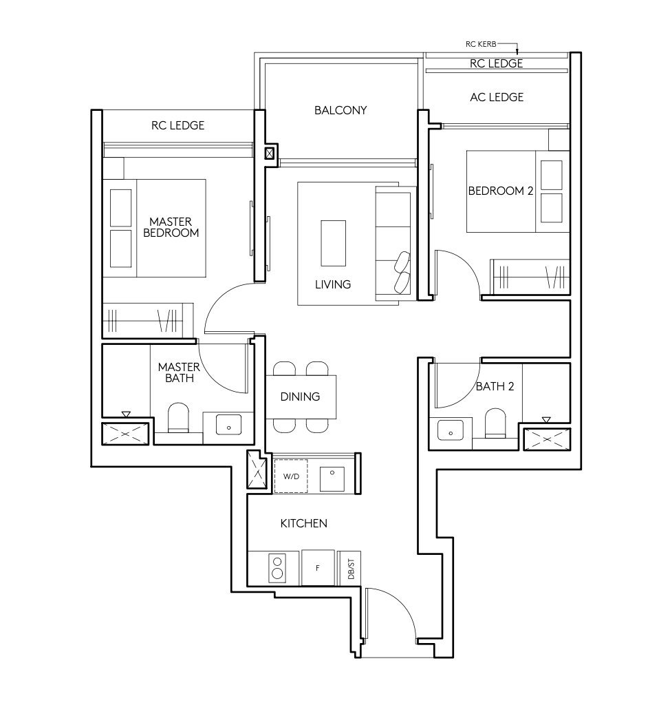 amo residence 2 bedroom floorplan