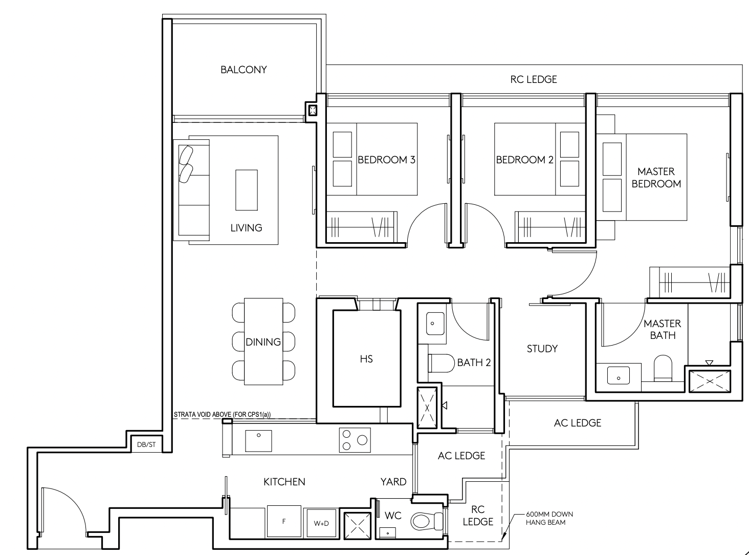 amo residence 3 bedroom floorplan