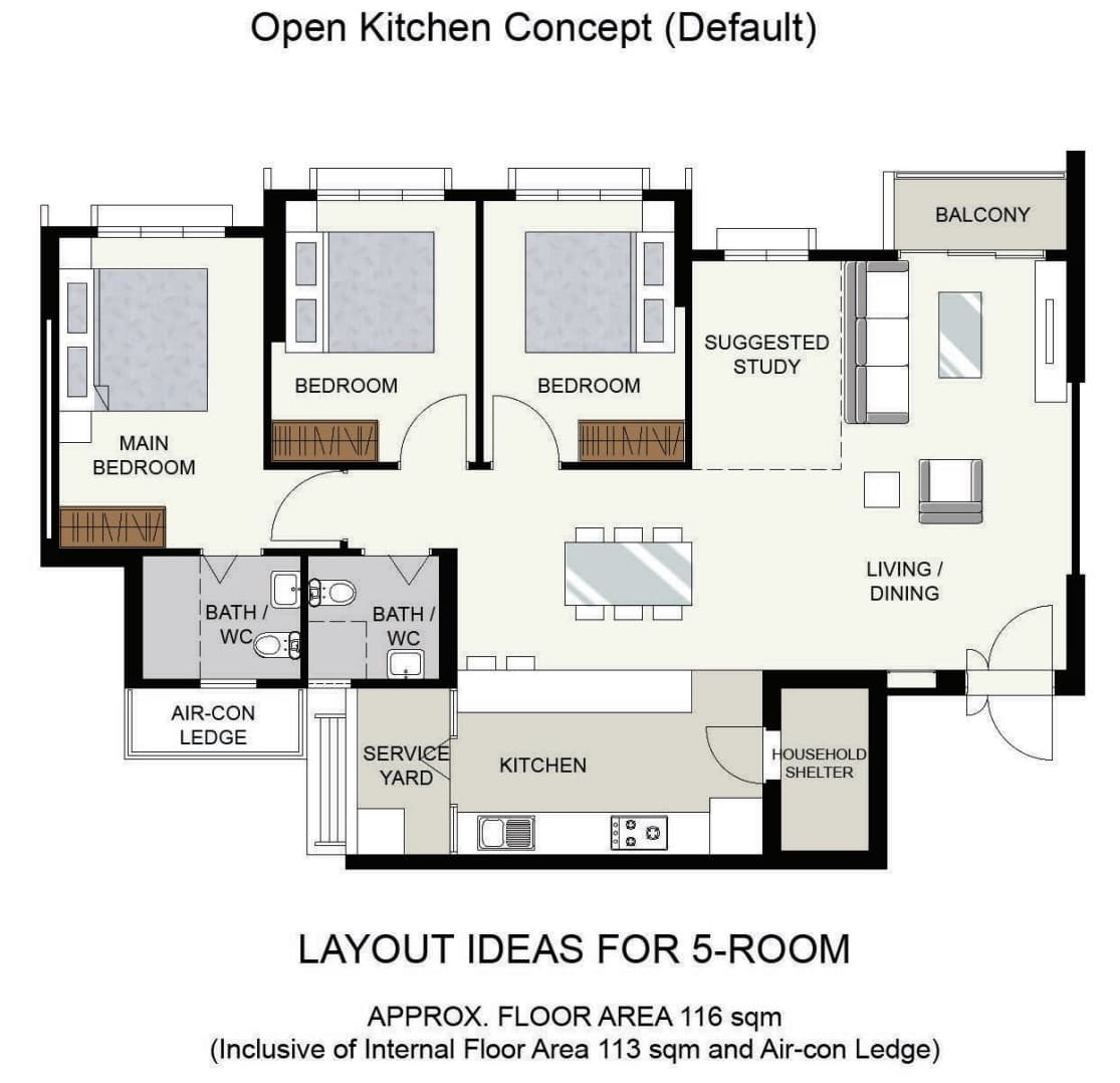 Matilda Sundeck 5 Room Floor Plan Balcony