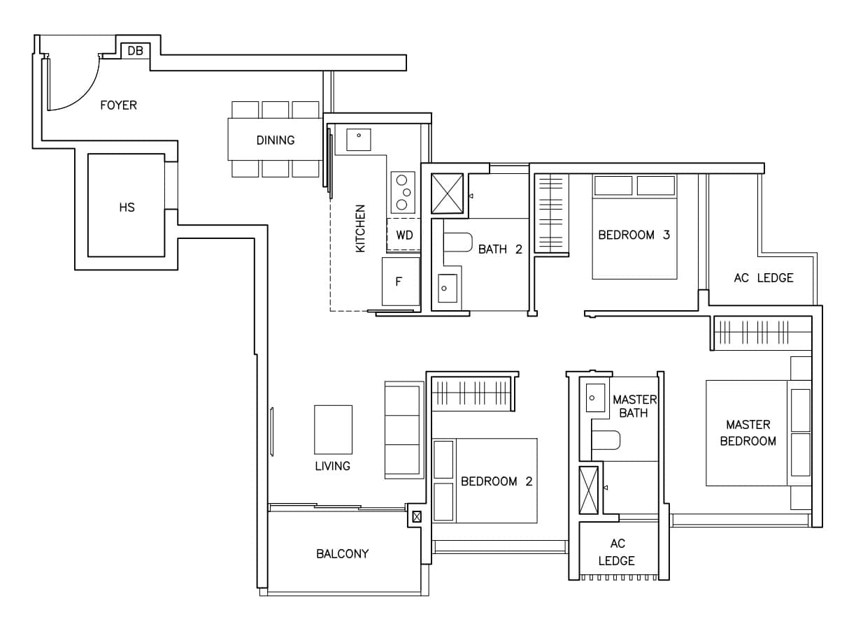 the arden 3 bedroom unit 1012 sqft