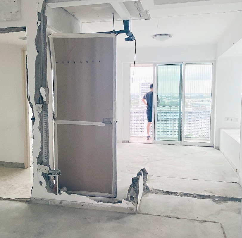 DBSS flat mid-renovation, with a wall hacked between two rooms
