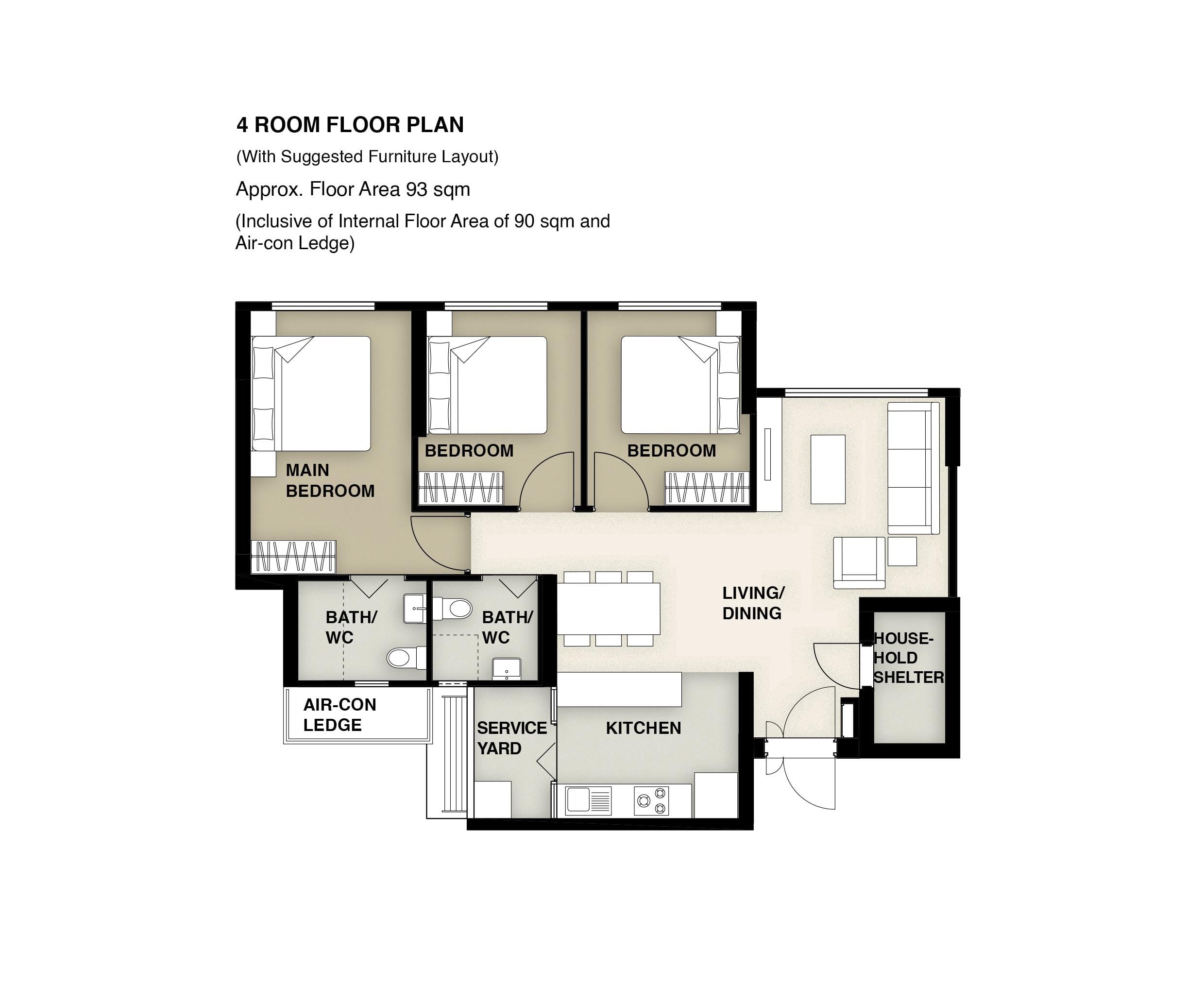 Woodlands South Plains 4 Room Floor Plan 