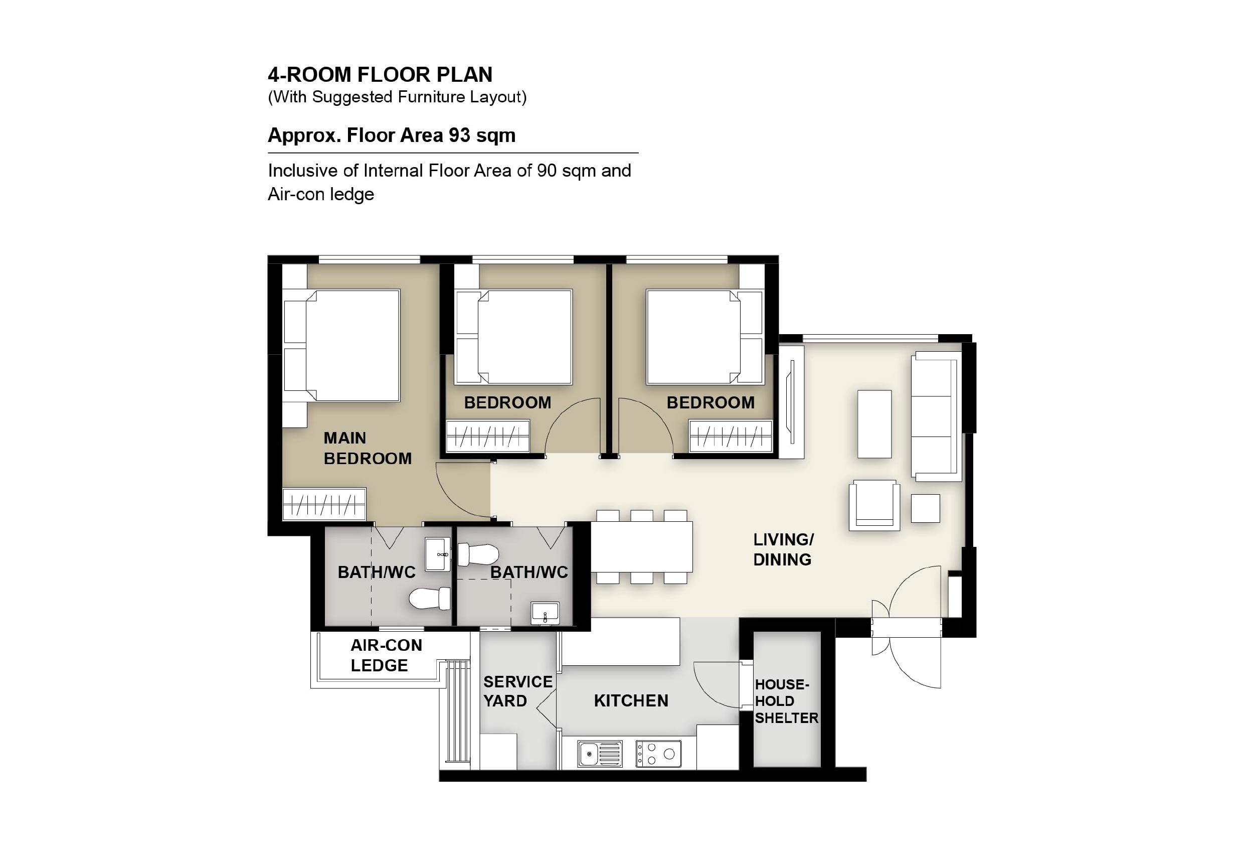 Sun Plaza Spring 4 Room Floor Plan
