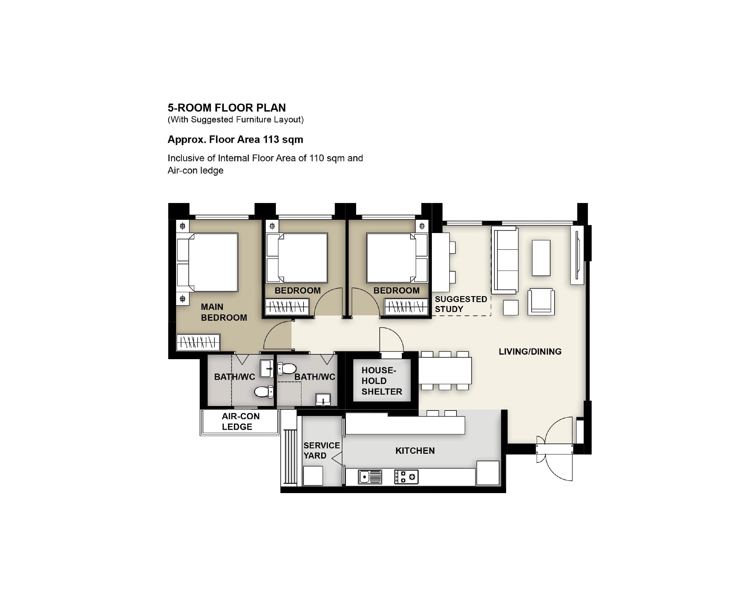 Keat Hong Grange 5 Room Floor Plan