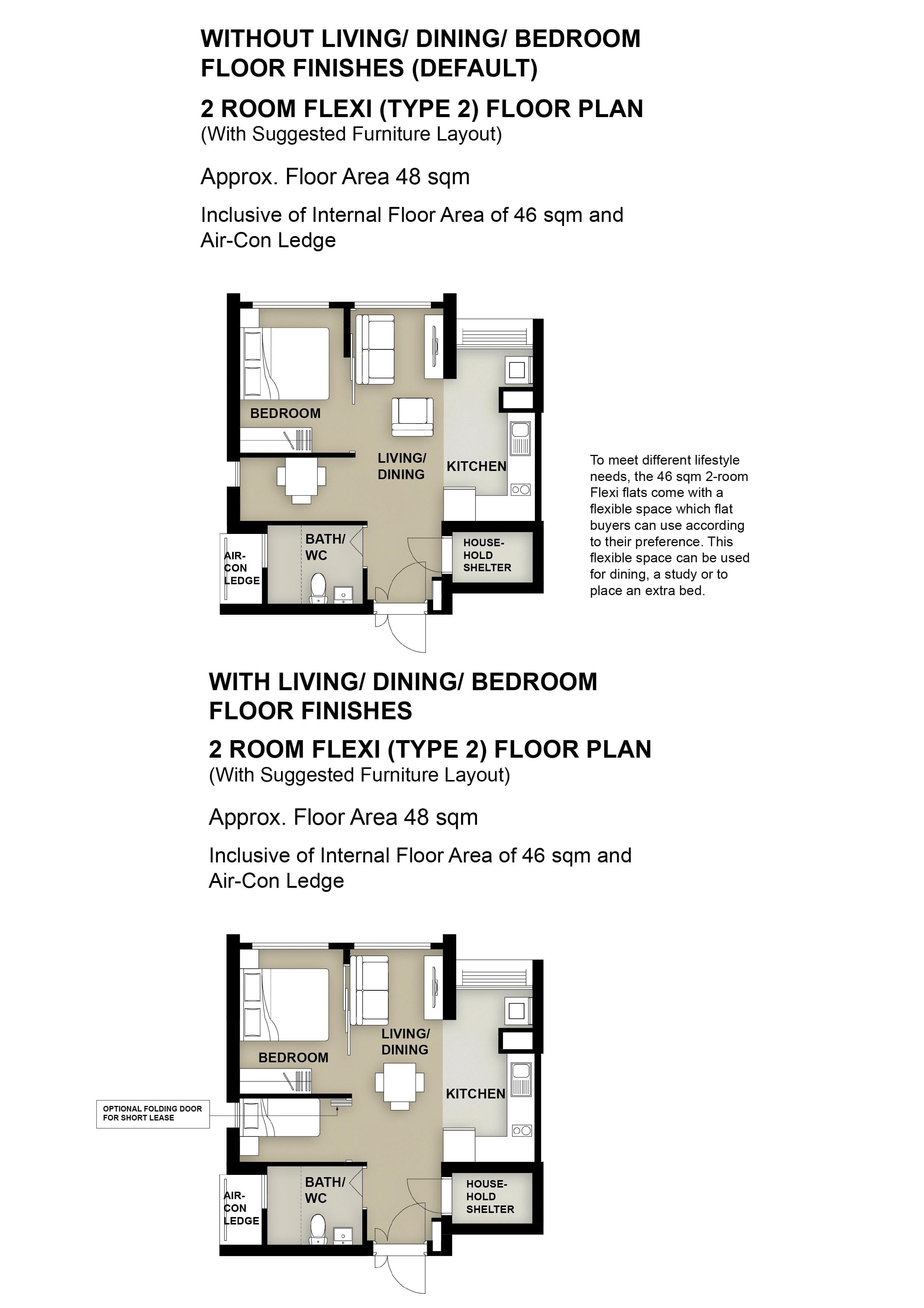 Central Weave @ AMK 2 Room Flexi Type 2 Floor Plan