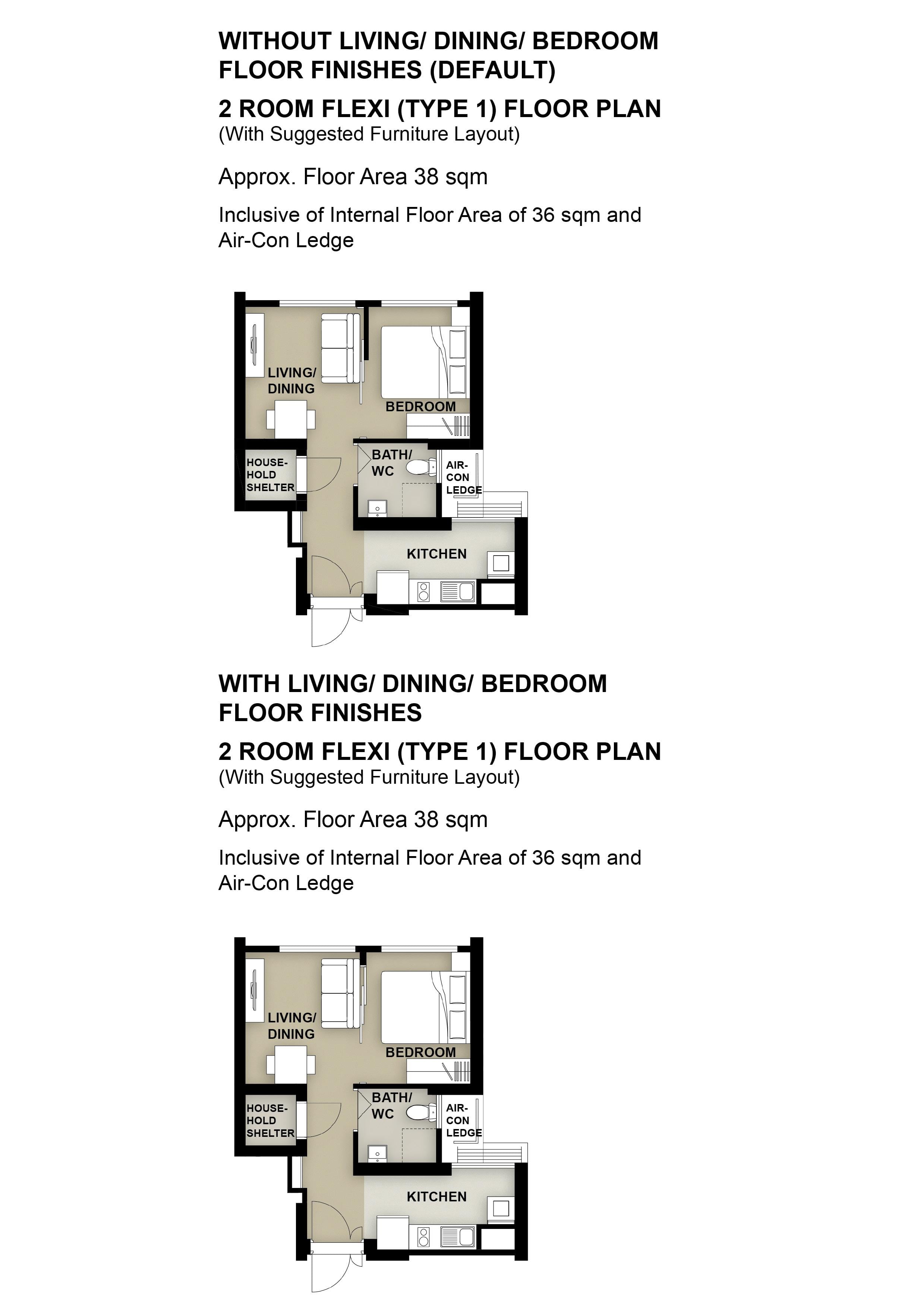 Central Weave @ AMK 2 Room Flexi Type 1 Floor Plan