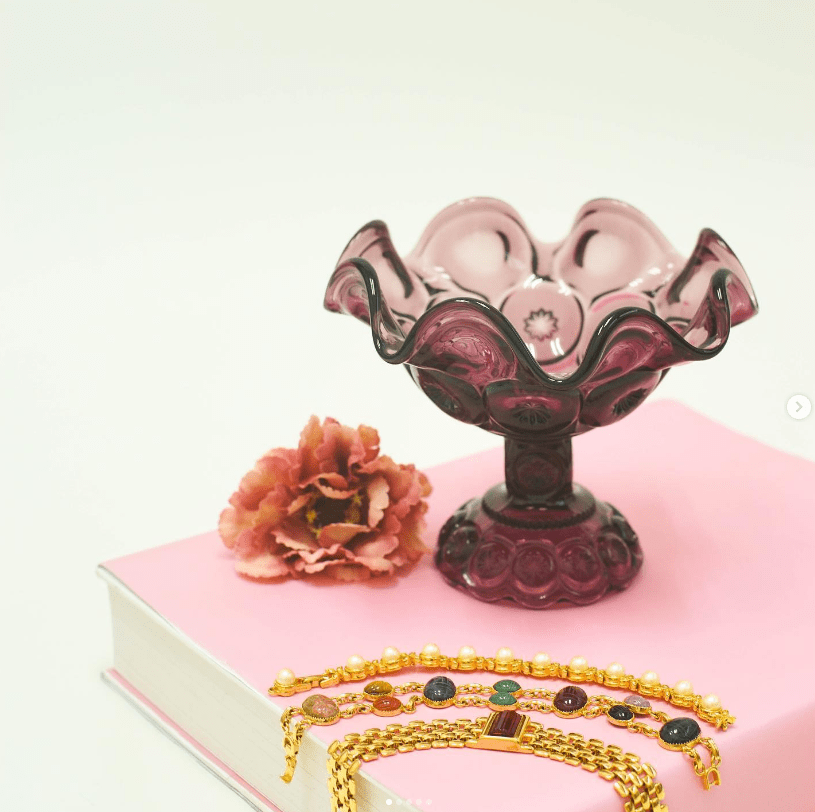 LE Smith Amethyst Pedestal Candy Dish