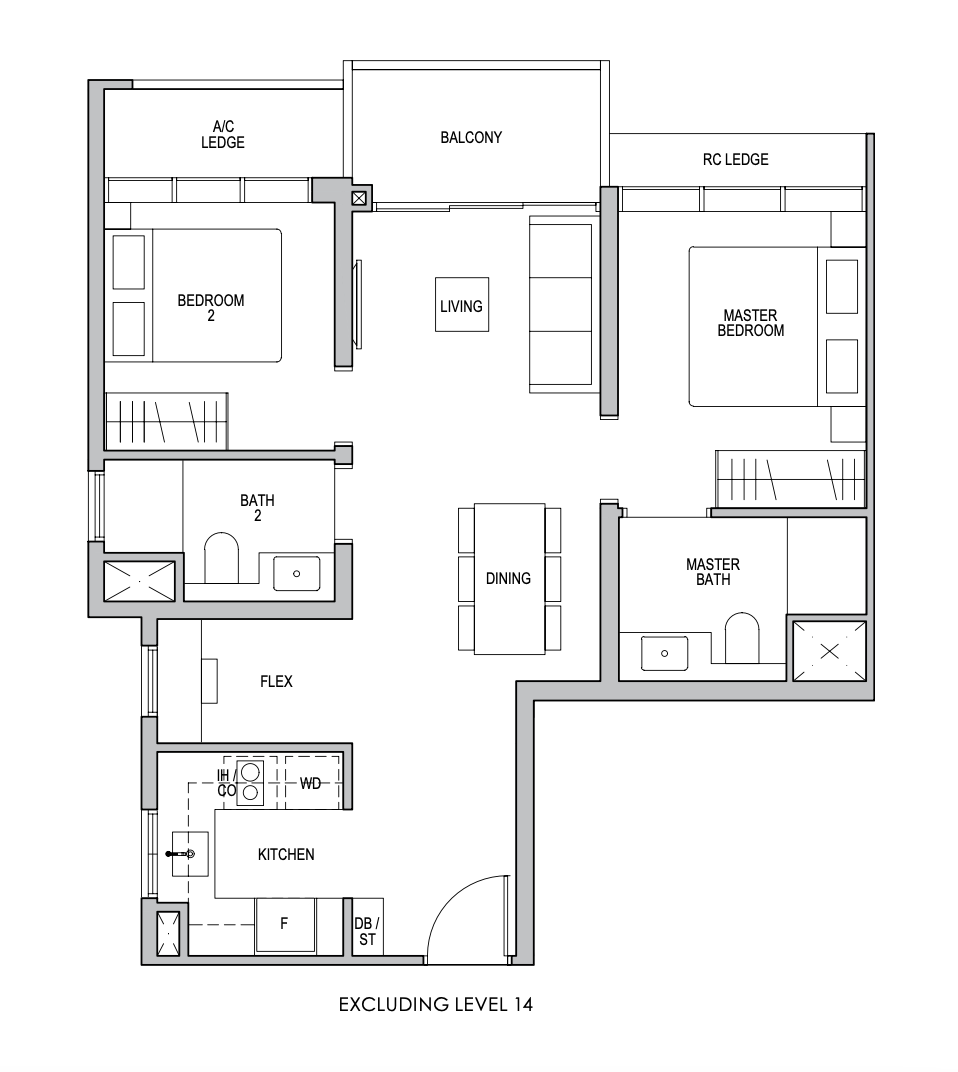lentor modern 2 bedroom floorplan