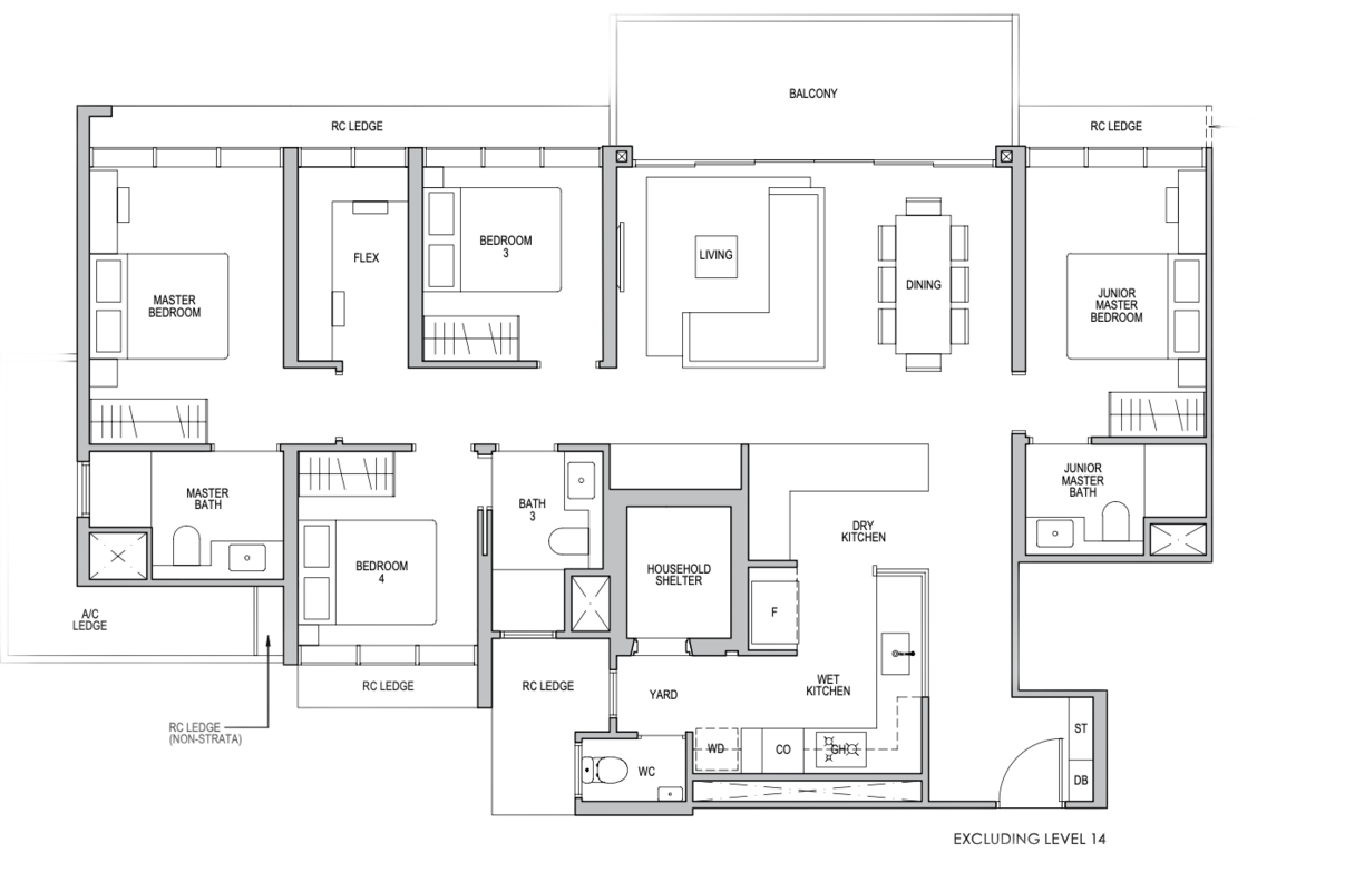 lentor modern 4 bedroom floorplan