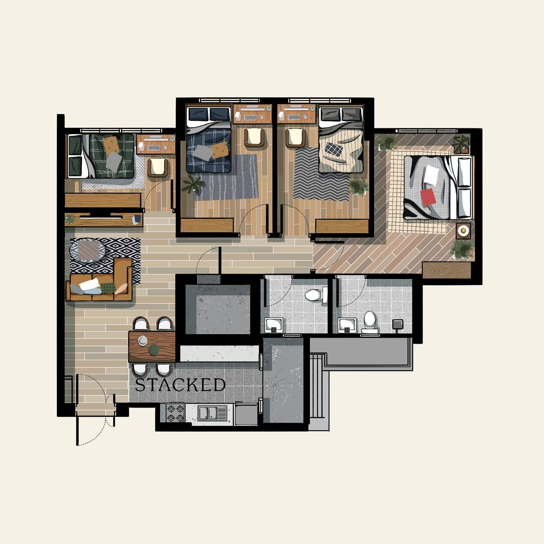 5 Interesting 4 Room HDB Layout Ideas To Utilise Your Space Better   Hdb 4 Room 4 Bedroom Small 