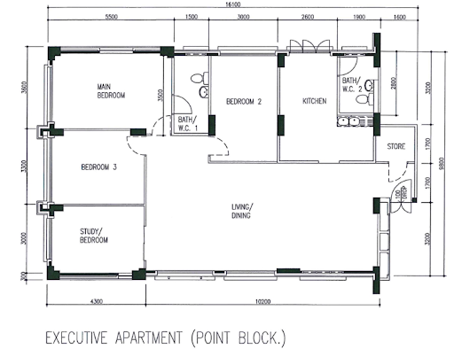 executive apartment point block