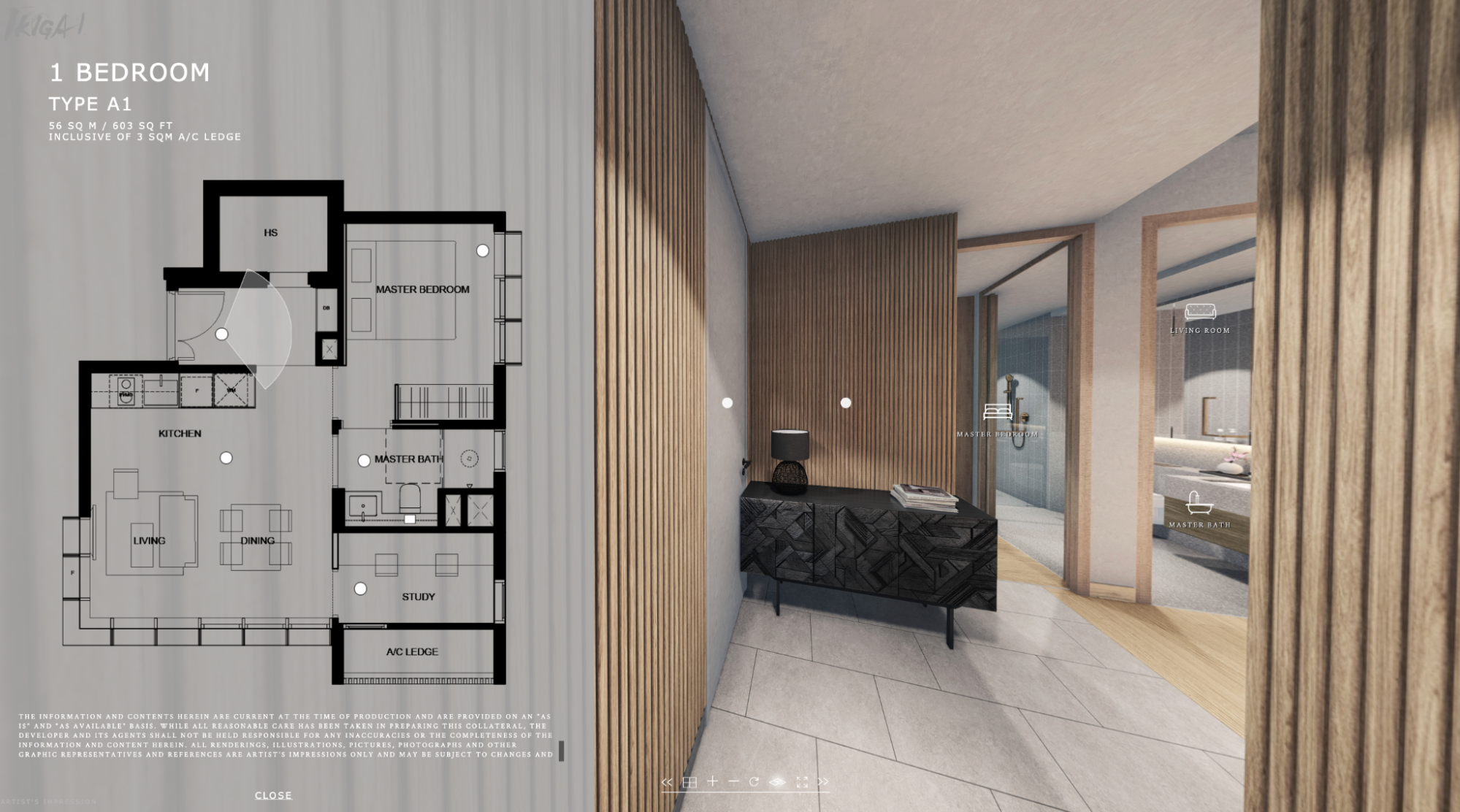 Ikigai 1 Bedroom Study Type A1 unit Foyer