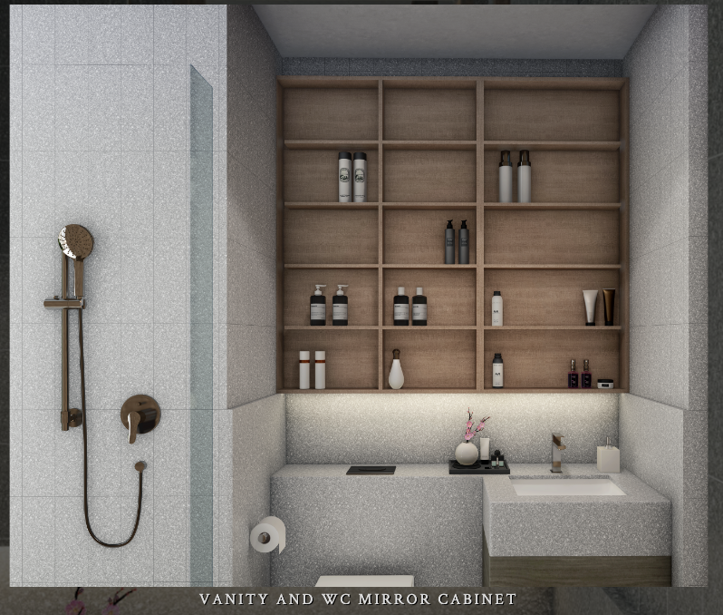 Ikigai 1 Bedroom Study Type A1 unit Vanity and WC Mirror Cabinet