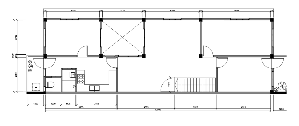 Floor plan of the 1960s walk-up apartment before renovation