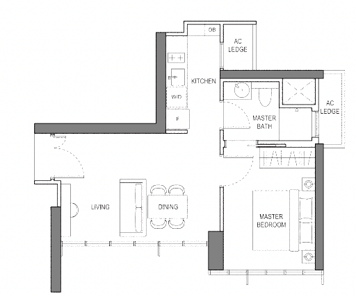 liv mb 1 bedroom floorplan