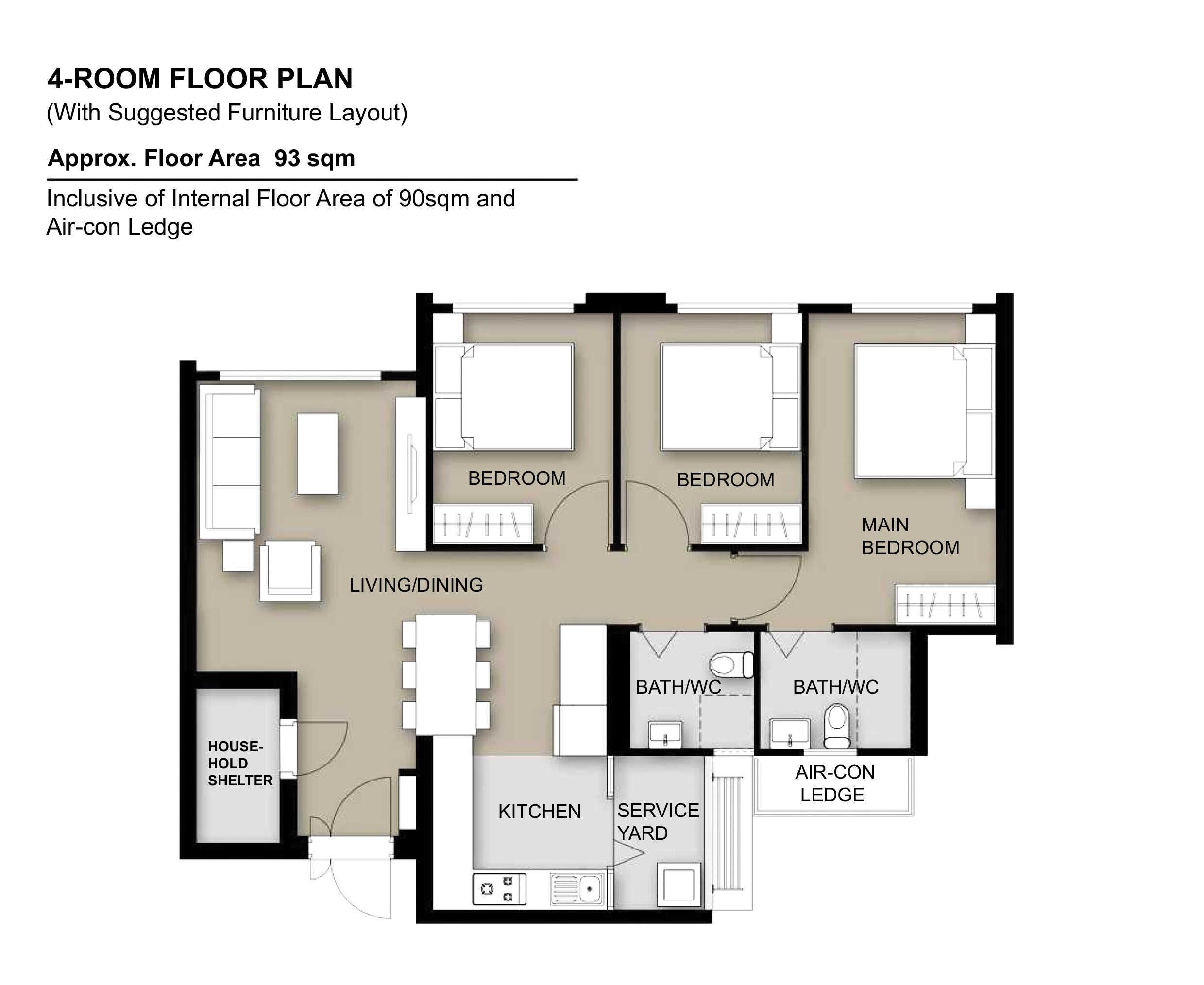 Jurong West Crystal 4 Room Floor Plan