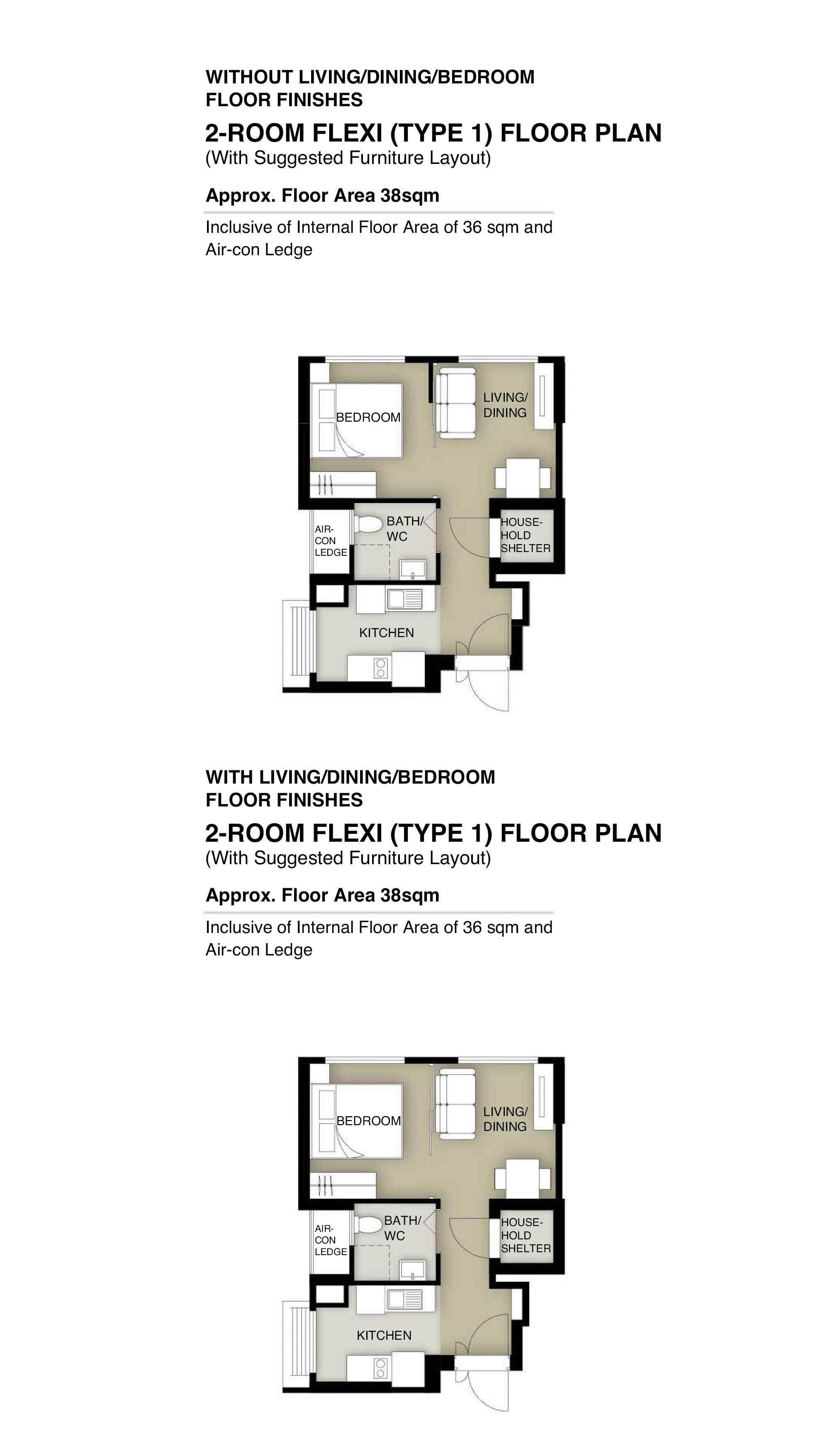 Brickland Weave 2 Room Flexi Type 1 Floor Plan