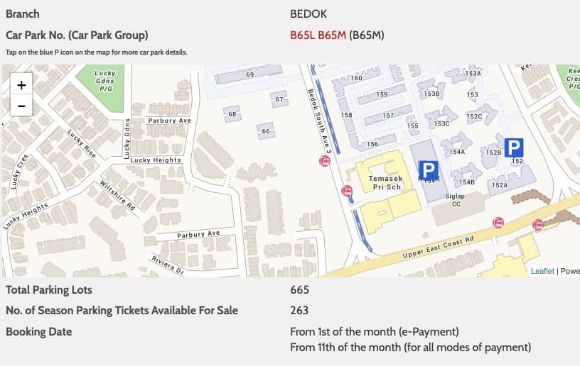 Bedok South Horizon Season Parking