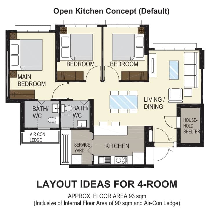 Bedok South Horizon 4 Room Floor Plan