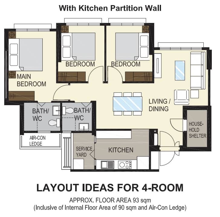 Bedok South Horizon 4 Room Floor Plan 1