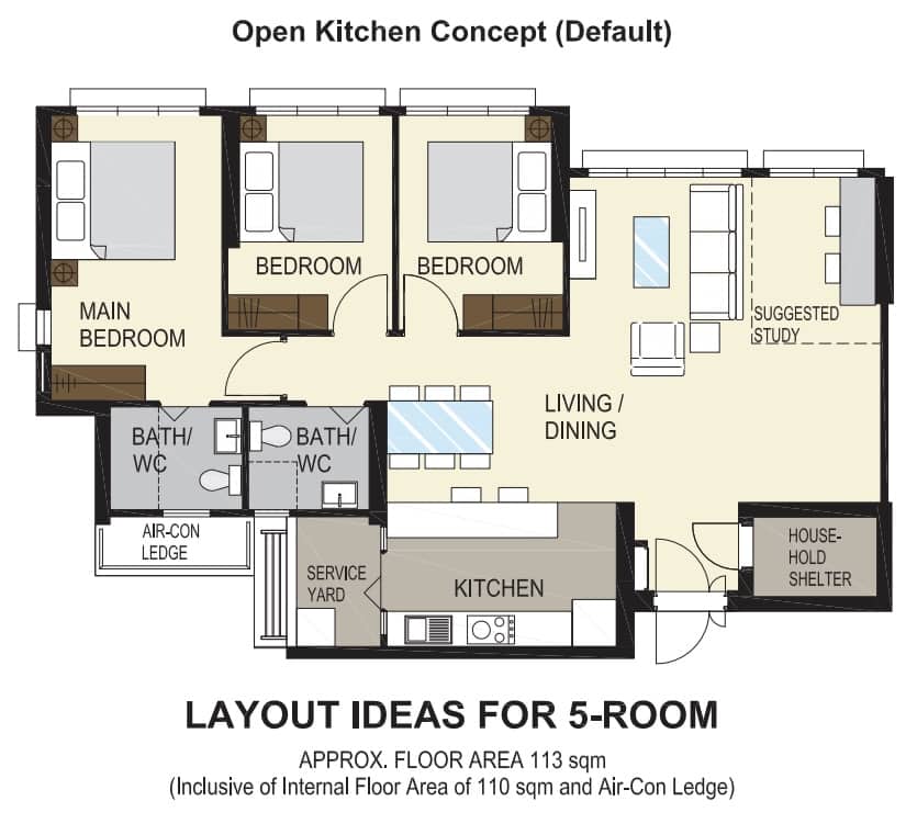 Bedok South Horizon 5 Room Floor Plan 2