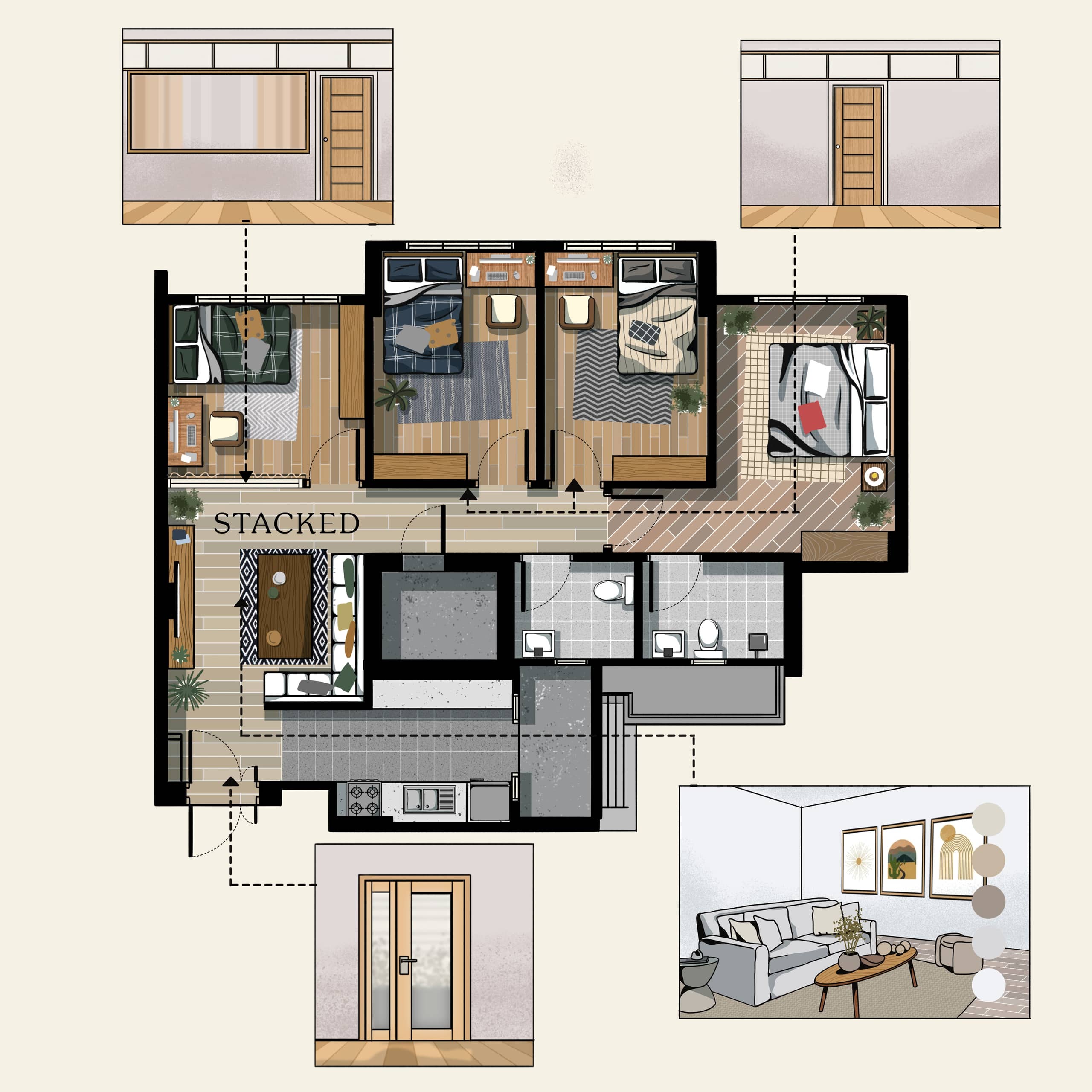 3 bedroom to 4 bedroom layout