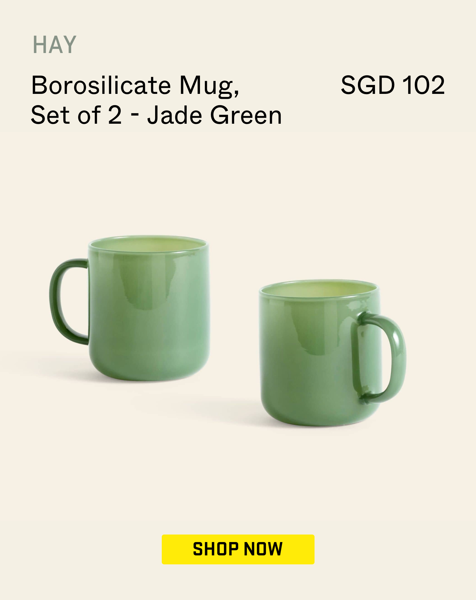 Stacked Store HAY Borosilicate Mug, Set of 2 Jade Green