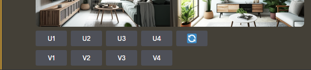 Midjourney upscale and variation buttons below the generated images