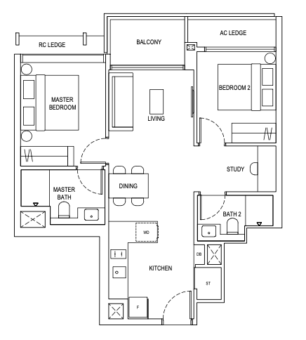 the continuum 2 bedroom study floorplan