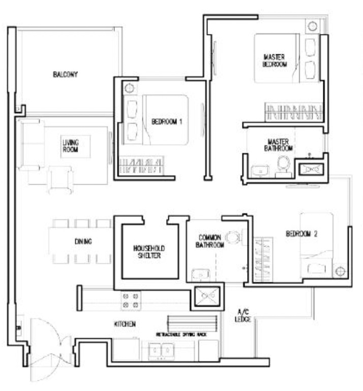 parkland residences 4 room flat