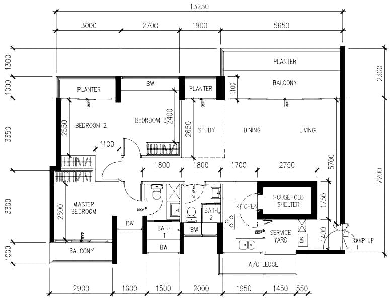 park central @ amk 5 room flat floor plan