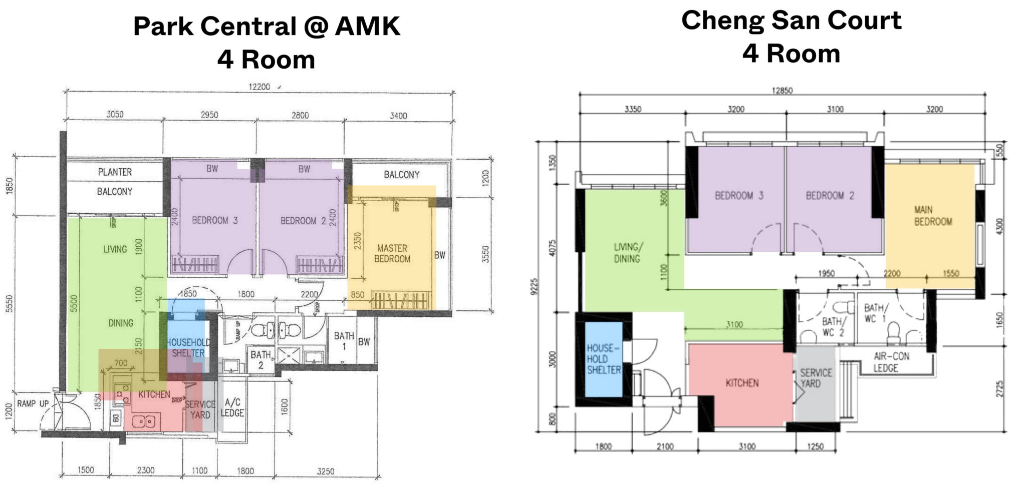 Park Central AMK vs Cheng San Court Floor Plan